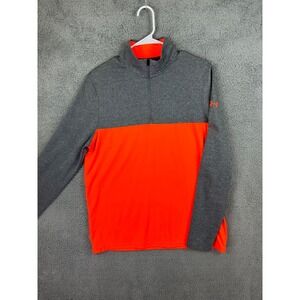 Under Armour Shirt Mens Medium Orange Gray 1/4 Zip Lightweight Performance Gym